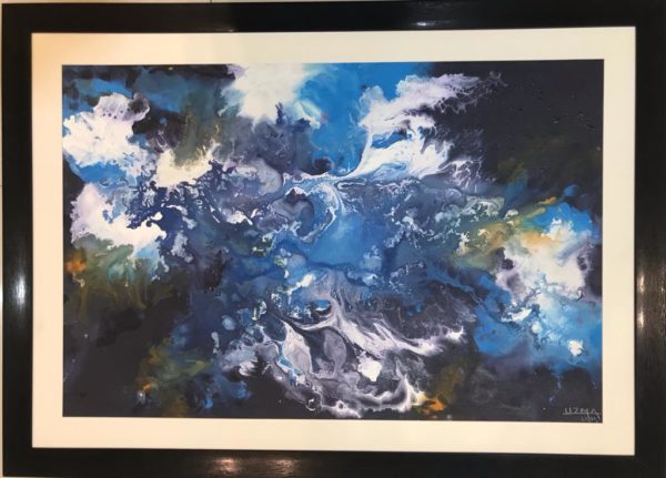 Acrylic pour in blue